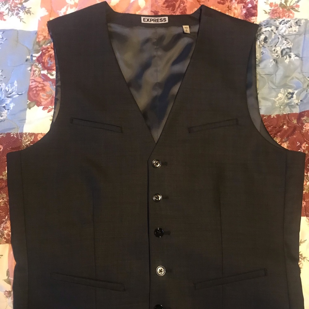 Express Charcoal Suit Vest